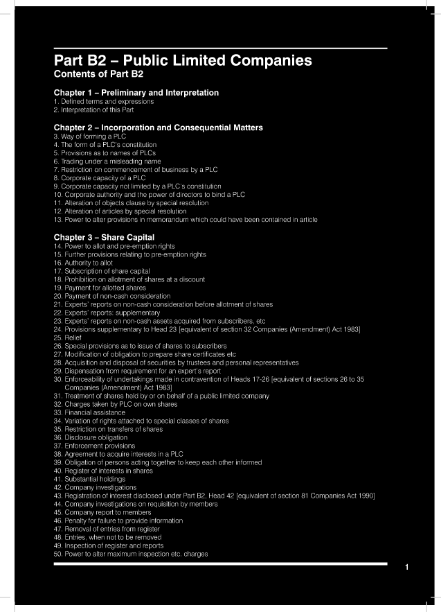 General Scheme of Companies Consolidation and Reform Bill Pillar B