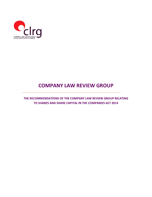 Recommendations relating to shares and share capital in the Companies Act 2014