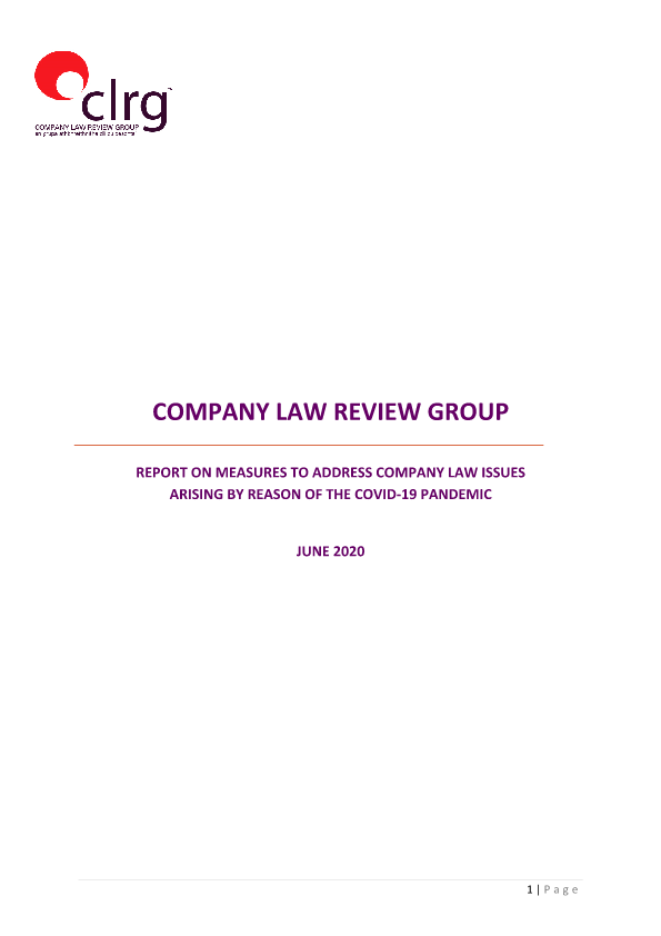 Report on Measures to address company law issues arising by reason of the COVID-19 pandemic