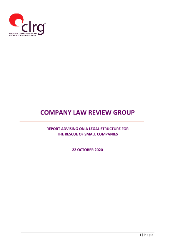 Report advising on a legal structure for the rescue of small companies